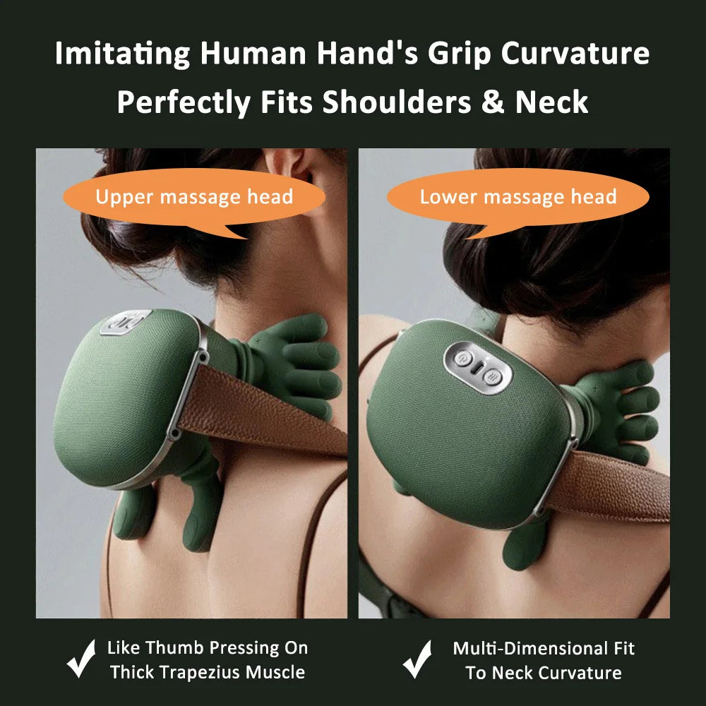 Electric Bionic Neck Shoulder Massager Kneading Massager Shawl 3-Level Modes Neck Cervical Waist Leg Body Muscles Massage Pillow