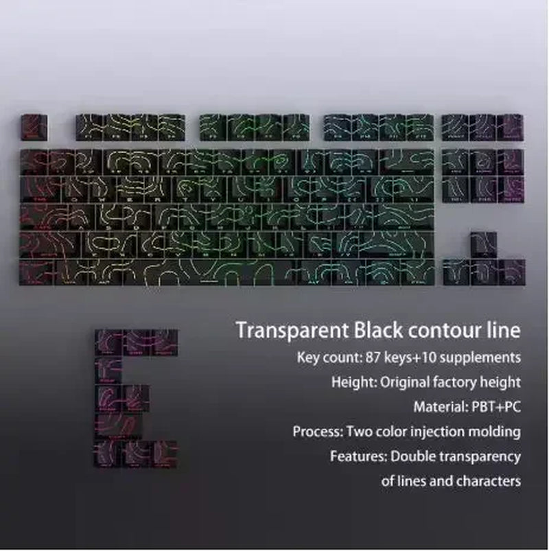 Red Contour Side Printed Shine through Keycaps Cherry Profile Double Shot PBT Keycap for Gateron MX Switches Mechanical Keyboard