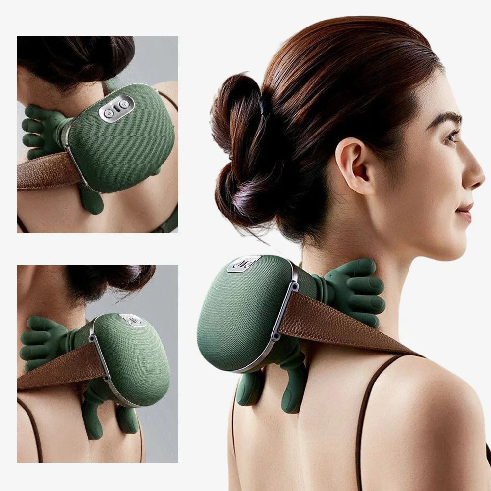 Electric Bionic Neck Shoulder Massager Kneading Massager Shawl 3-Level Modes Neck Cervical Waist Leg Body Muscles Massage Pillow