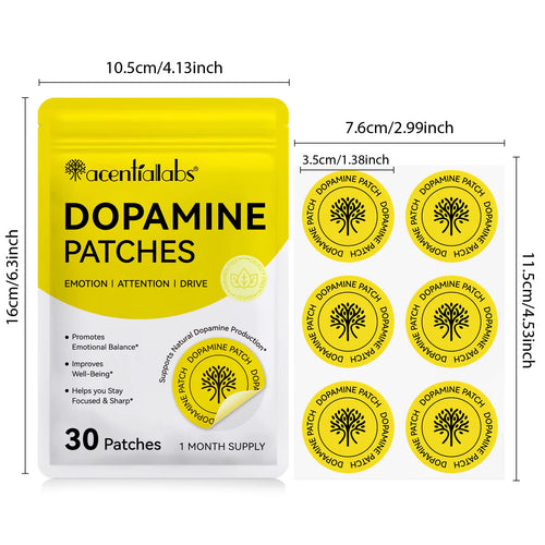 Acentiallabs 30 Pcs Dopamin Transdermal Patch Private Label Daily Motivation Support Focus Dopamin Supplement Patches for Women