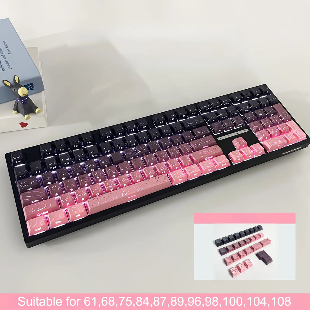 Red Contour Side Printed Shine through Keycaps Cherry Profile Double Shot PBT Keycap for Gateron MX Switches Mechanical Keyboard