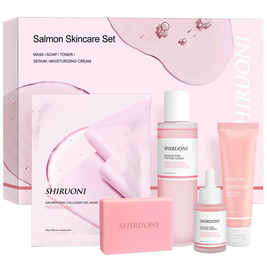 Private Label Korean Skin Care Set Moisturizing Salmon Serum Dropper PDRN Mask Toner Soap Cream Skin Care Set